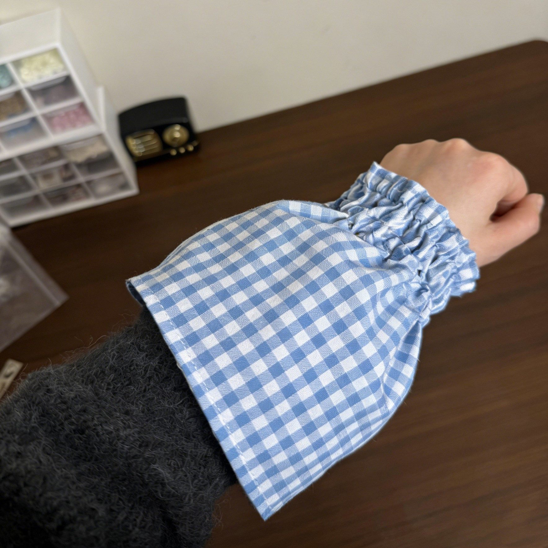 蓝格子日式袖套纯棉羽绒服双面袖口套创意ins风衣服袖口防脏保护,家庭/个人清洁工具,袖套,淘宝优惠券,粉丝福利购,淘宝优惠卷