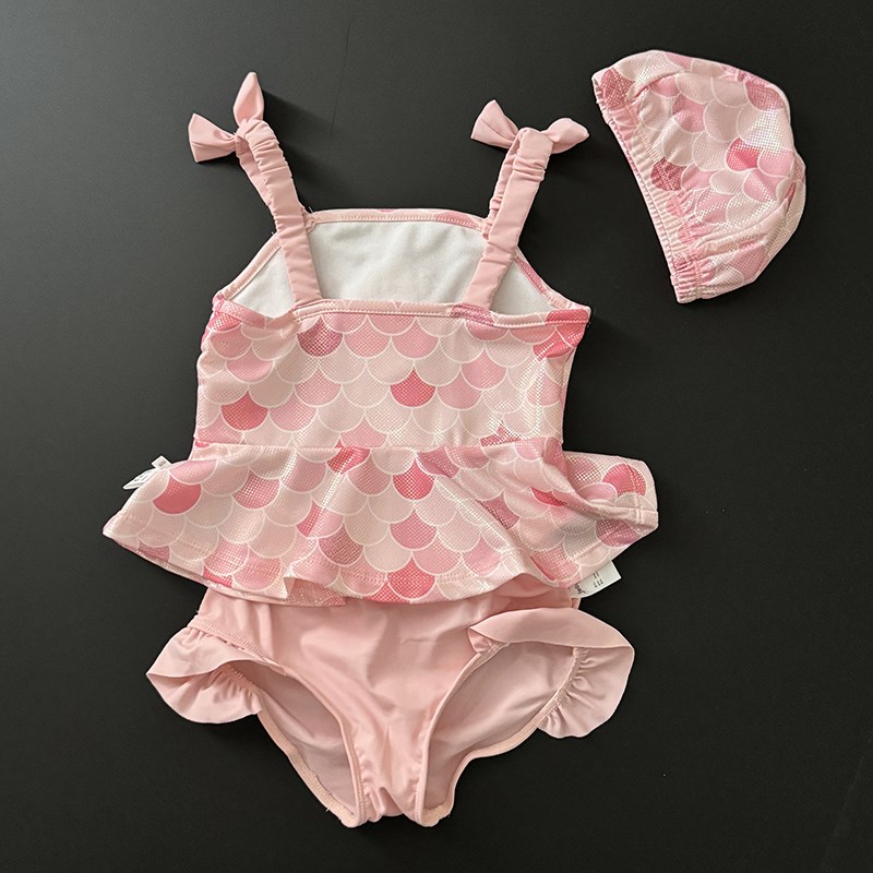 韩国童装女童夏季泳衣2024新款宝宝高级人鱼公主儿童沙滩分体泳衣