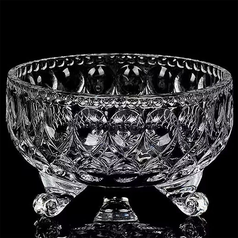 水晶玻璃碟甜品碗小碗小碟精致三脚小果盘水果碟子盘子蝶子盘家用