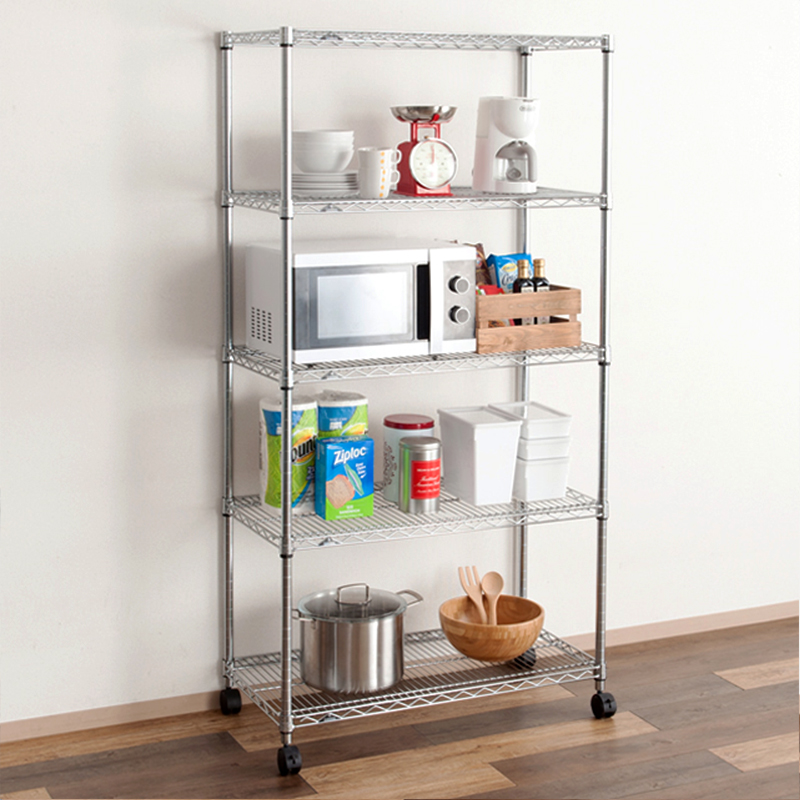 新款五层180cm落地多层可移动客厅杂物带轮子置物架多功能组合架