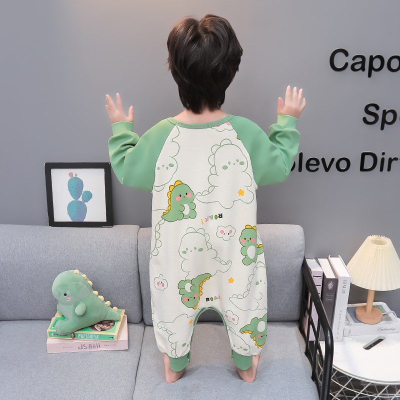 男童连体睡衣秋季纯棉儿童卡通防踢家居服保暖睡袋男孩防着凉衣服