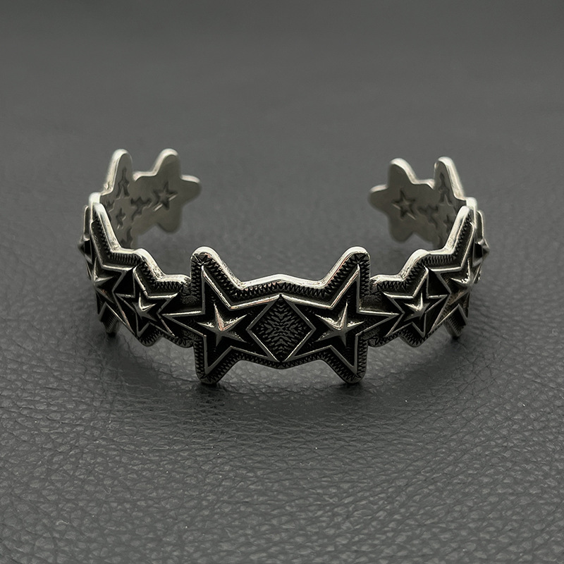 s925纯银克罗伈复古星星手镯男女cody sanderson经典款五角星手环