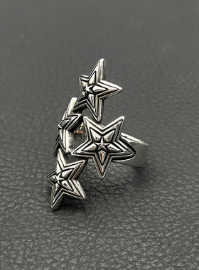 s925纯银克罗伈复古四连星戒指男欧美个性做旧cody sanderson指环