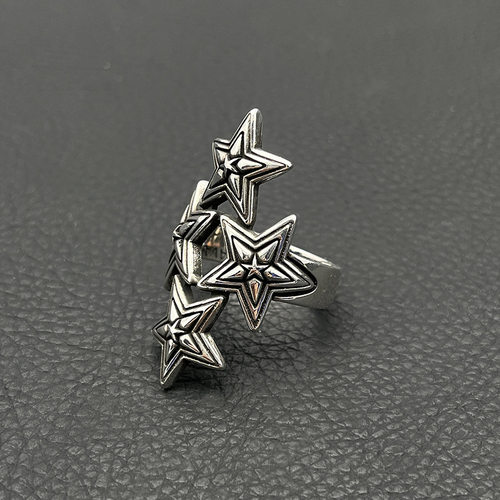 s925纯银克罗伈复古四连星戒指男欧美个性做旧cody sanderson指环