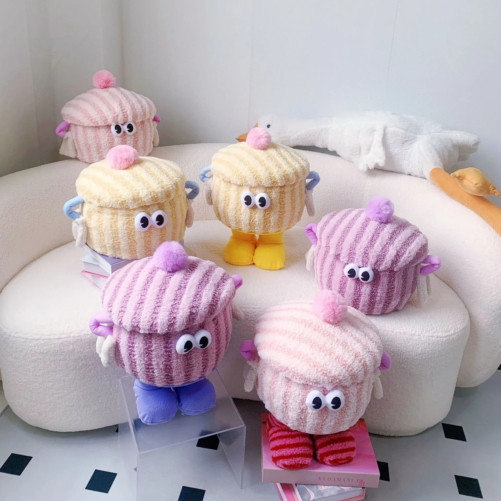 小怪兽可爱编织羊羔绒收纳筐多巴胺怪兽小摆件卡通儿童玩具整理,收纳整理,收纳筐,淘宝优惠券,粉丝福利购,淘宝优惠卷