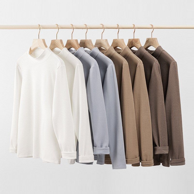 双面德绒打底衫男秋冬季保暖内衣加绒加厚白色内搭男士长袖T恤潮