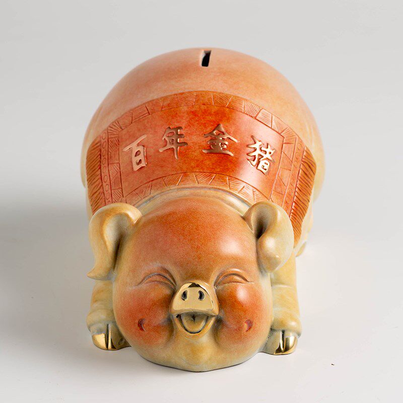 铜猪摆件百年金猪家居装饰礼品客厅玄关柜子办公室桌面吧台储蓄罐