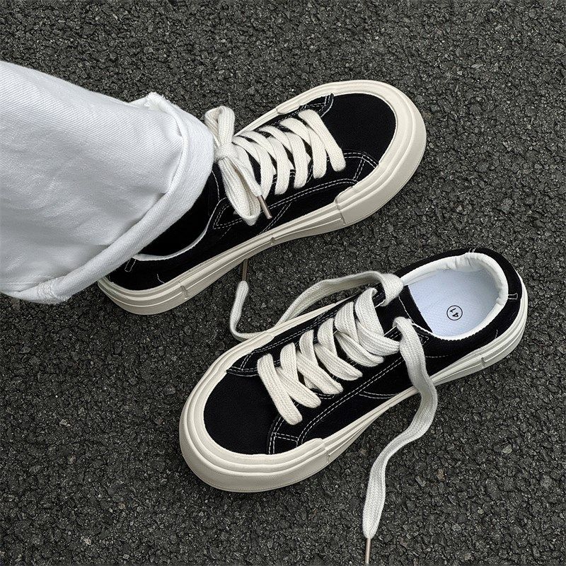 日系帆布鞋男潮流百搭黑色经典透气个性男生鞋子厚底增高夏季板鞋,流行男鞋,帆布鞋,淘宝优惠券,粉丝福利购,淘宝优惠卷
