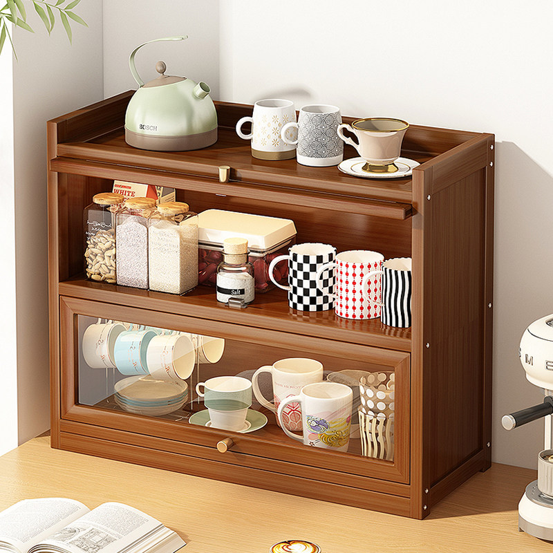 桌面杯子收纳架简易置物架多层大容量储物架省空间收纳柜防尘杯架