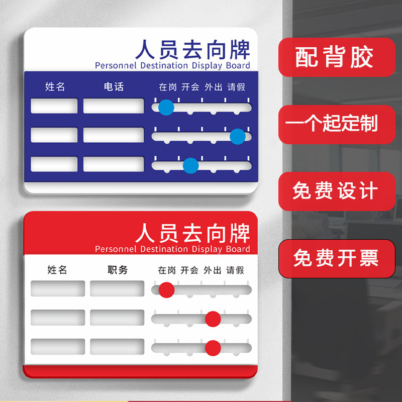 亚克力去向牌定制带照片办公室门牌可更换工作人员去向牌寝室宿舍