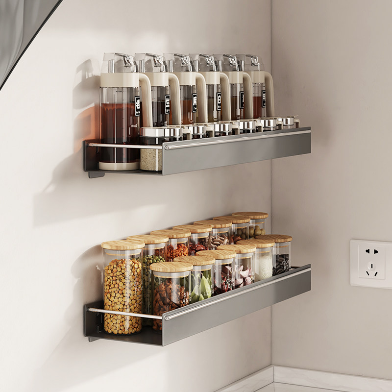 厨房调料品置物架壁挂式免打孔油盐酱醋收K纳架上墙挂墙转角调料