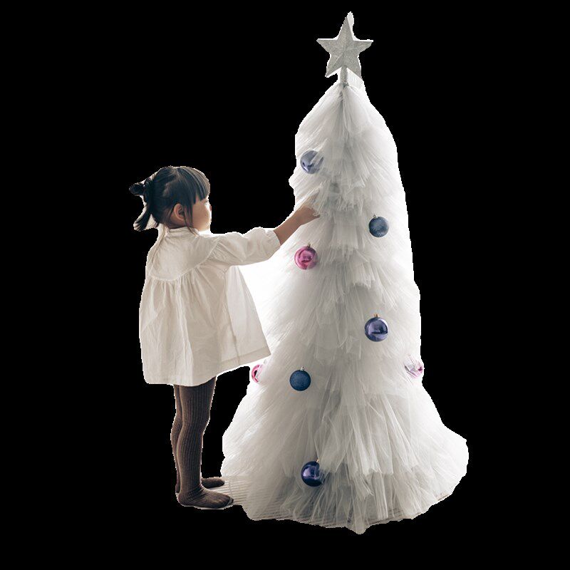 灰色纱圣诞树1.2米圣诞节布置店铺客厅服装拍摄道具 儿童摄影布景
