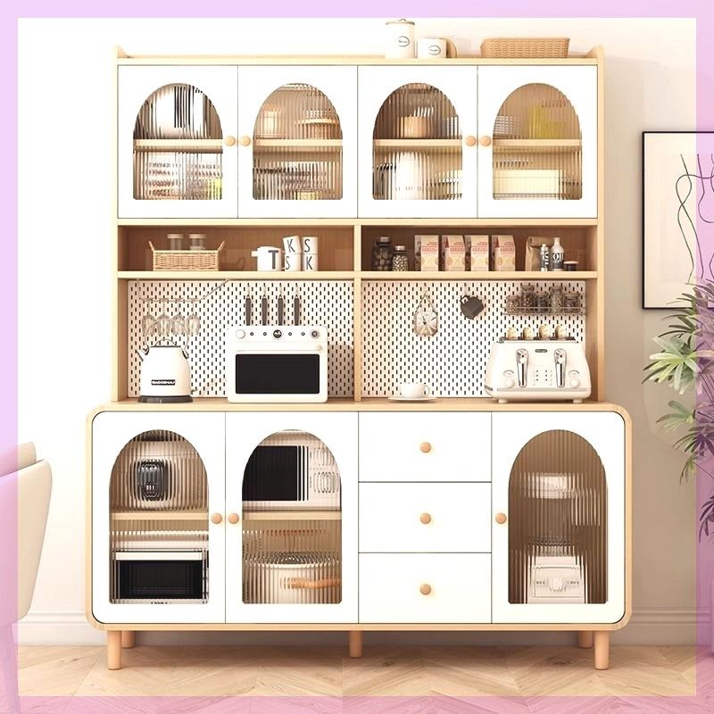 奶油风餐边柜高柜靠墙一体家用厨房橱柜客厅酒柜现代简约储物橱柜,住宅家具,餐边柜,淘宝优惠券,粉丝福利购,淘宝优惠卷