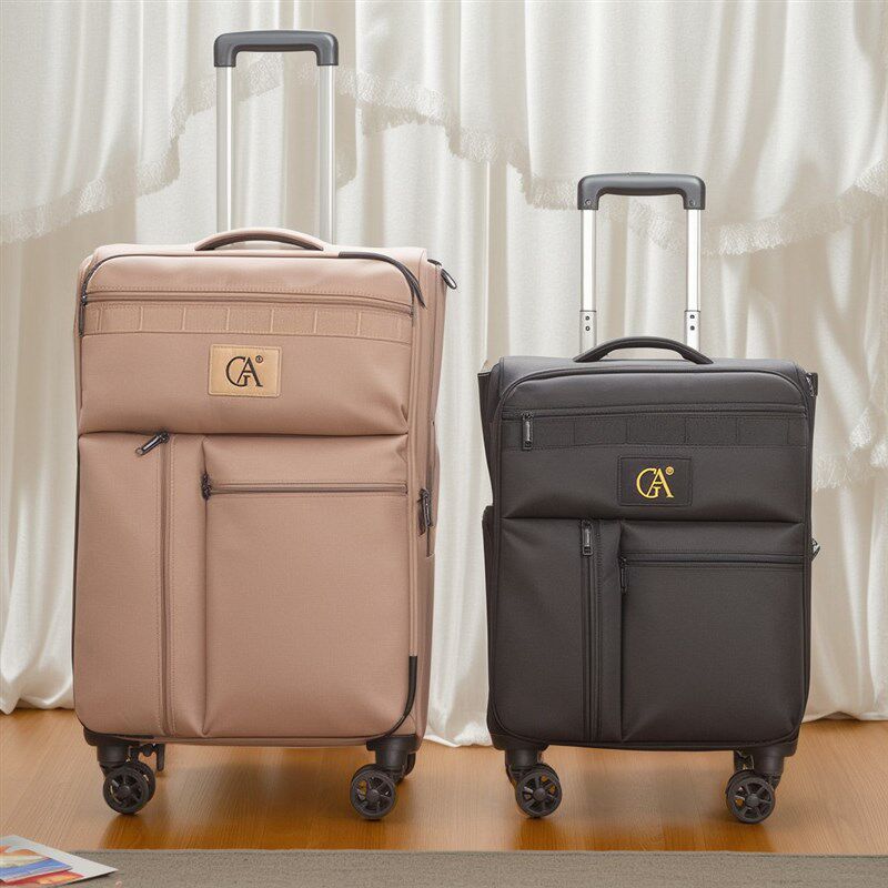 牛津纺布拉杆箱超轻登机行李箱w多口袋布箱子24寸大尺寸托运布箱2