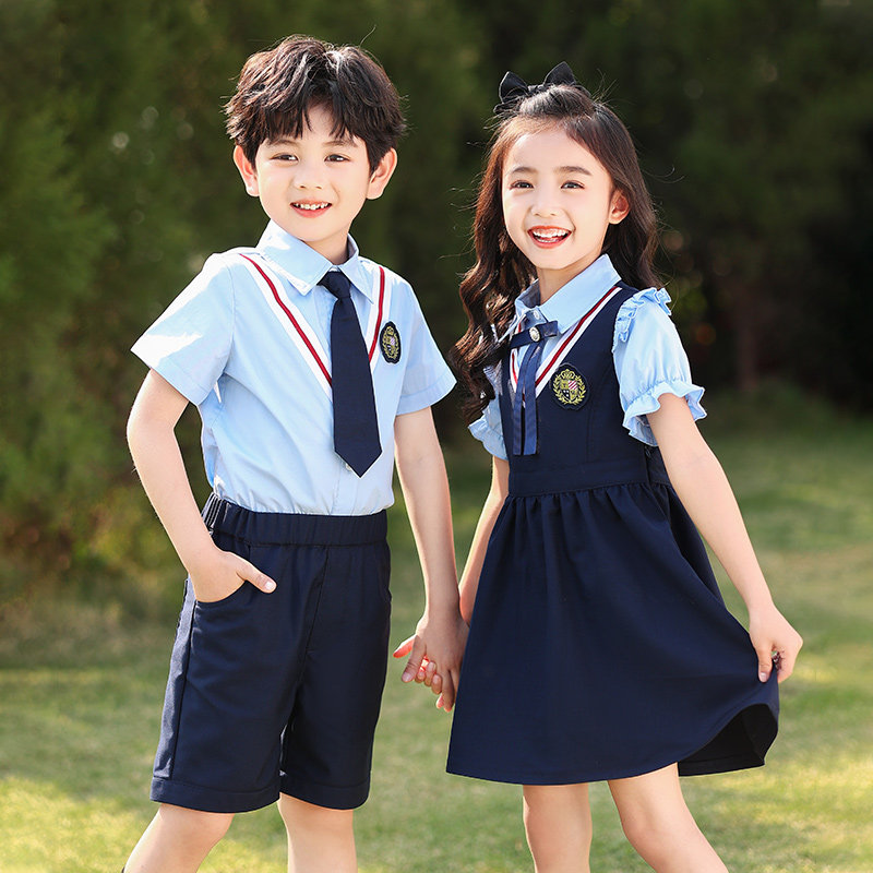 幼儿园园服夏季英伦学院风毕业照班服套装儿童表演服装小学生