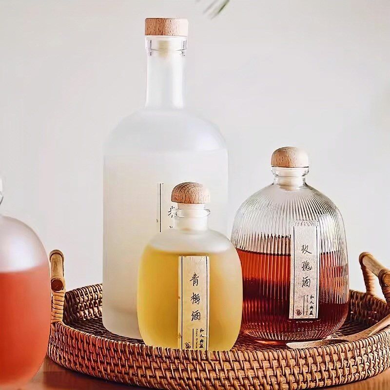 青梅酒瓶空e瓶泡酒专用玻璃瓶子密封果酒红酒酿酒分装酒容器小瓶