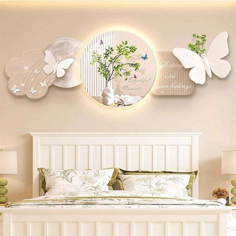 卧室床头装饰画2024新款主卧房间背景墙挂画奶油风led发光灯画,家居饰品,氛围画/灯画,淘宝优惠券,粉丝福利购,淘宝优惠卷