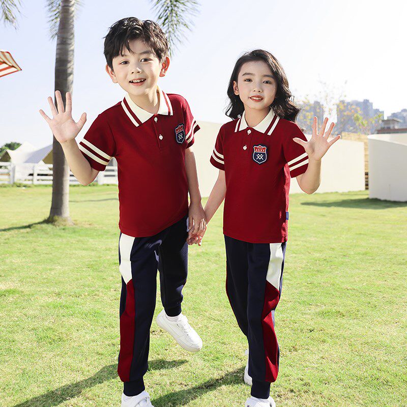 学院风红色棒球服校服套装小学生春夏装新款男女儿童班服幼儿园服