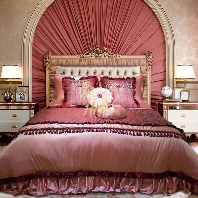 婚庆欧式床上用品多件套装奢华样板间结婚豪华法式家居大红色床品