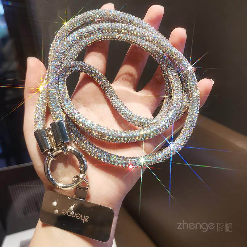 手机挂绳挂链高端满钻斜挎长款肩饰链条奢华U新款水晶钻链子