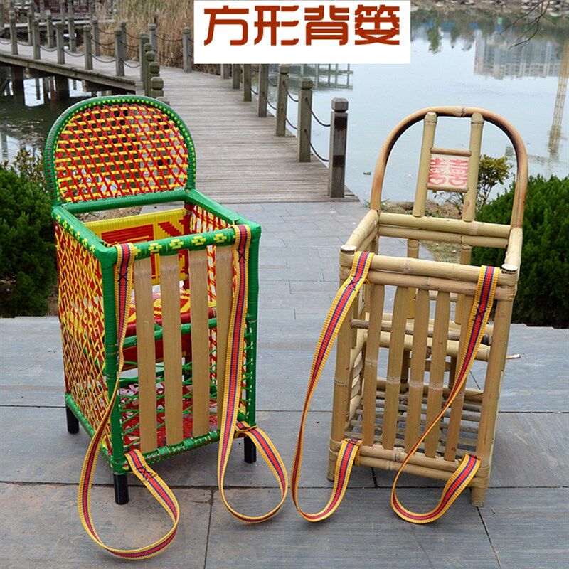 手工竹编精品背篓宝宝小背篓竹椅A餐椅采摘篓竹筐背袋舞蹈道具包