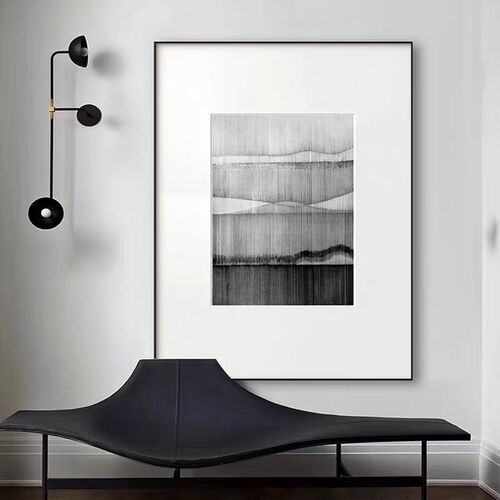 极简黑白水墨线条客厅装饰画现代客E厅小众艺术壁画简约样板间挂