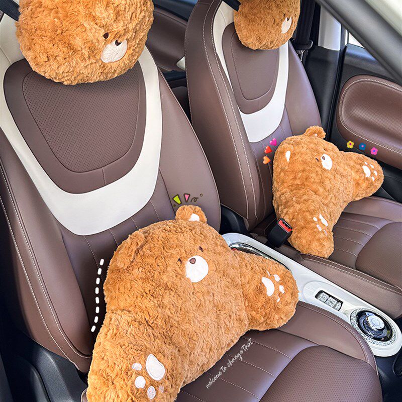 汽车头枕护颈枕一对车内可爱车B用靠枕内饰用品车载座椅腰靠套装