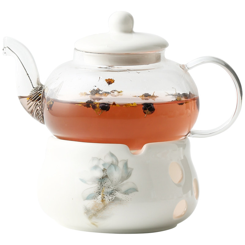 耐热玻璃花茶壶 透明玻璃花茶y杯下午茶水果花果茶壶蜡烛加热套装