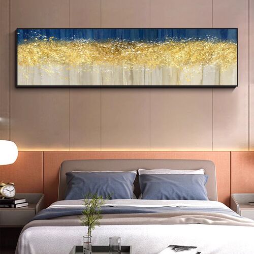 横幅床头装饰画现代简约卧室挂画客厅背景墙挂画抽象酒店壁画
