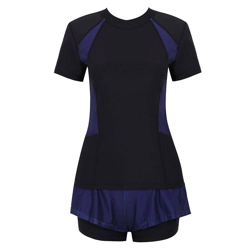 游泳衣女分体式运动款加大码遮肚显瘦平角保守学生新款泡温泉泳装