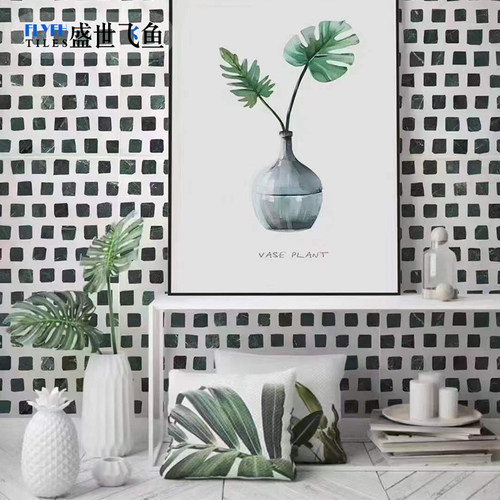 素色微水泥卫生间厕所瓷砖墨y绿色水磨石地砖米格花纹花砖浴室墙
