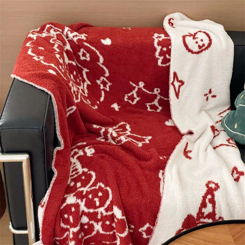 欧式圣诞节氛围感沙发盖毯休闲披肩毯办公室午睡小毯子半边绒毛毯