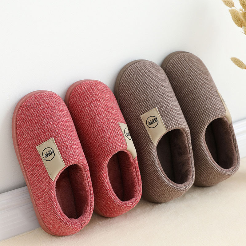 棉拖鞋家用秋冬带l后跟女保暖防滑家居室内保暖防滑厚底情侣一对