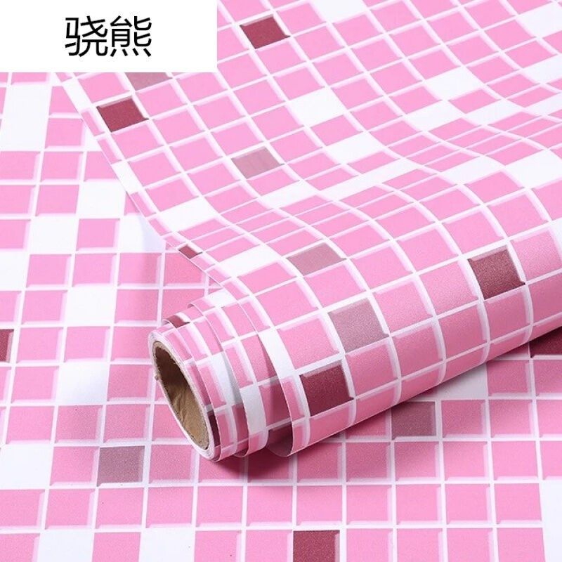 骁熊加厚pvc自粘粉色墙纸浴室厨房卫生间瓷砖防水防潮翻新贴纸磨