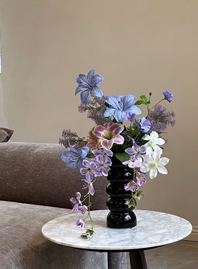 紫藤蜜语 法式仿真花花束花瓶装饰摆件小众艺术感客Z厅桌面插花