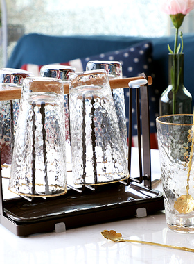 金边玻璃杯子inks风喝水杯 水具简约清新森系家用啤酒杯茶杯套装