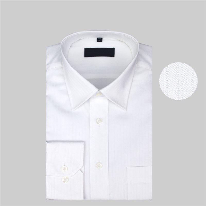 高档高支棉白色高支纱男士长袖衬衫 提花纯棉商务V正装绅士衬衣厚