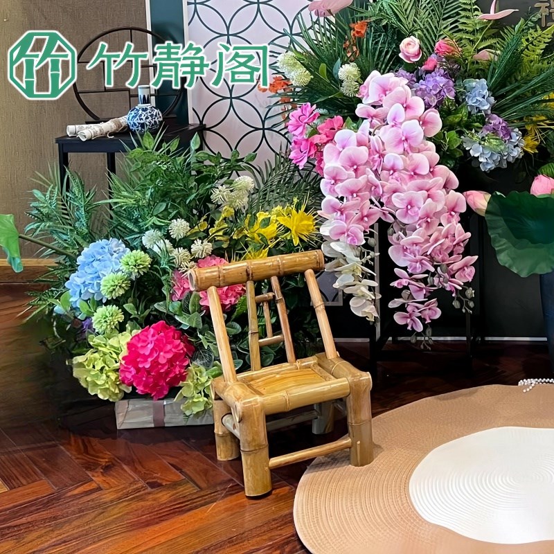 竹椅椅子周岁宝宝拍照椅子儿童y座椅矮竹凳宝宝摄影道具椅子靠背
