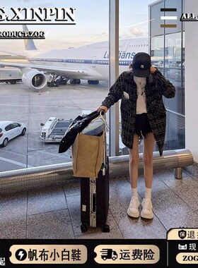 麦小白57401鞋女202款4新季松糕厚底帆布鞋增春高网红运动休昆闲