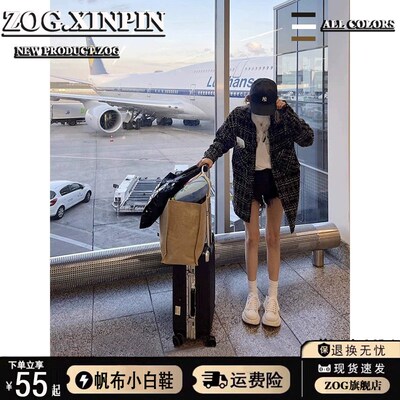 麦小白57401鞋女202款4新季松糕厚底帆布鞋增春高网红运动休昆闲