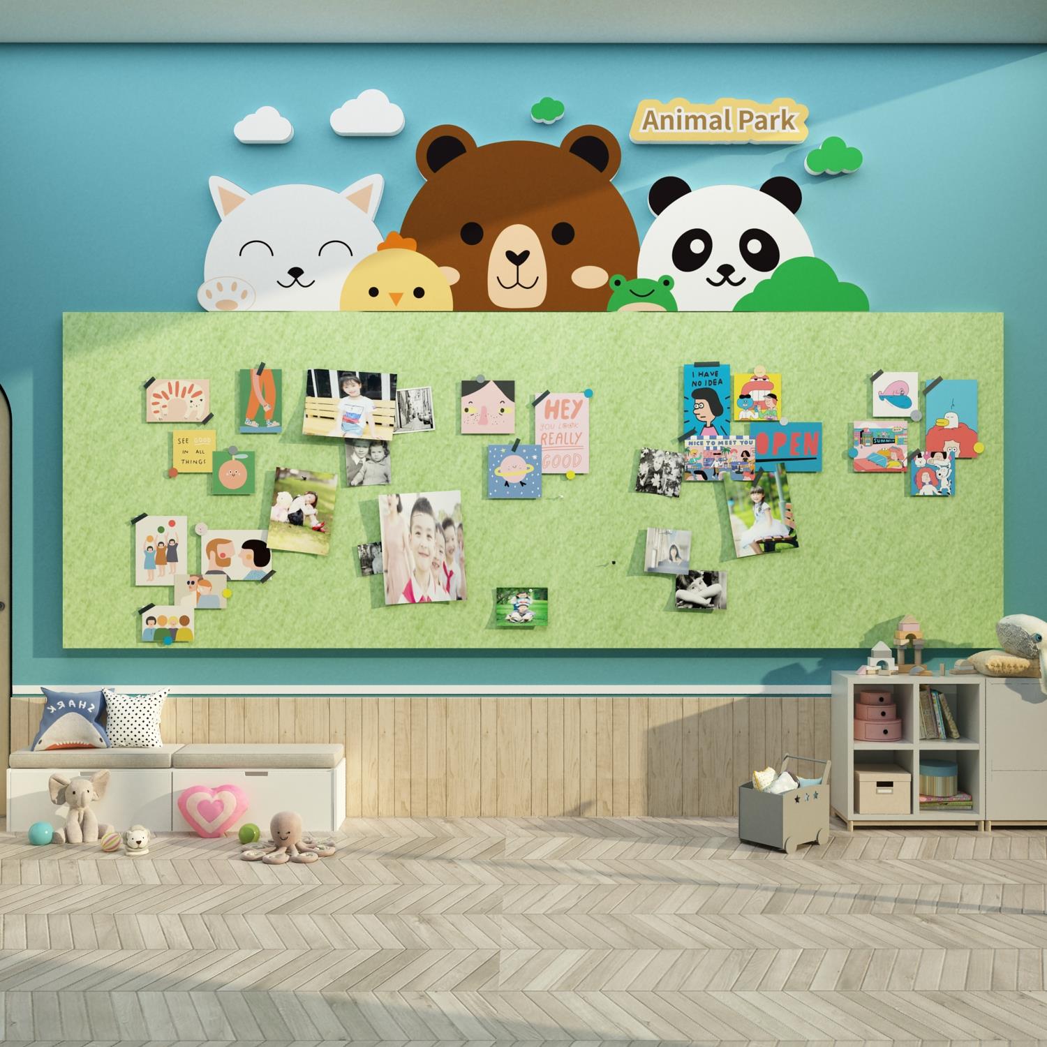 幼儿园环创主题成品文化墙面毛毡板贴托管班机构走廊创意照片展示