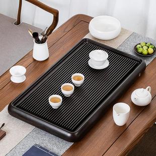 办公室高端大号长方形简约茶具茶台 电木茶盘整块家用排水客厅新款