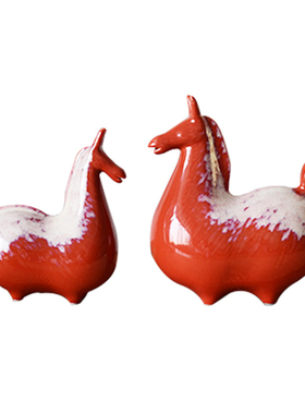 新中式陶瓷唐马摆件客厅茶几玄关书房电视柜样板间富贵马软装饰品