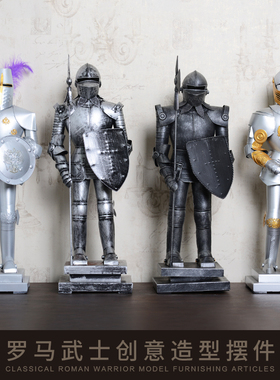 欧式复古铁艺罗马盔甲士兵模型橱窗陈列道具客厅服装店铺怀旧摆件