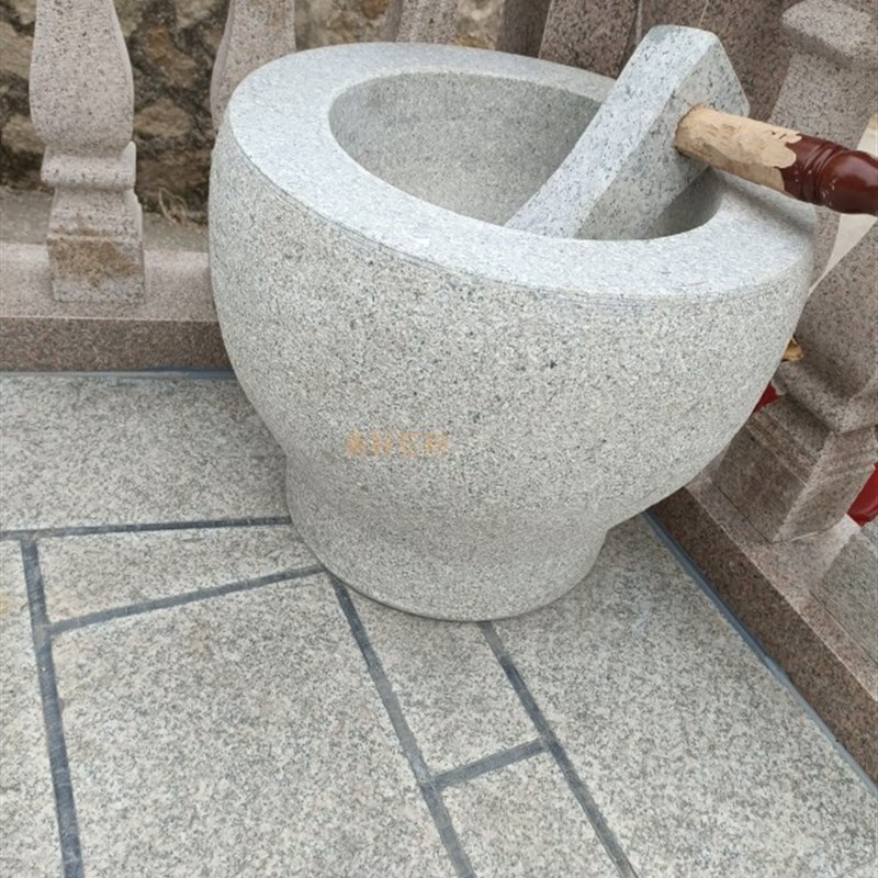 天然花岗岩打造复古大石臼打年糕糍粑原石锤居家庭院传统镇宅摆设