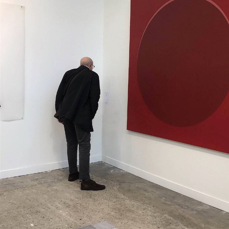 复古美学  中古红色圆圈油画  表现主义布面油画  中古搭配无框画