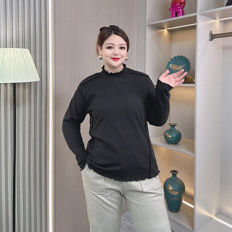 冬装加绒打底衫上衣女新款大码胖mm宽松显瘦时尚厚木耳边内搭T恤,女装/女士精品,大码内搭,淘宝优惠券,粉丝福利购,淘宝优惠卷