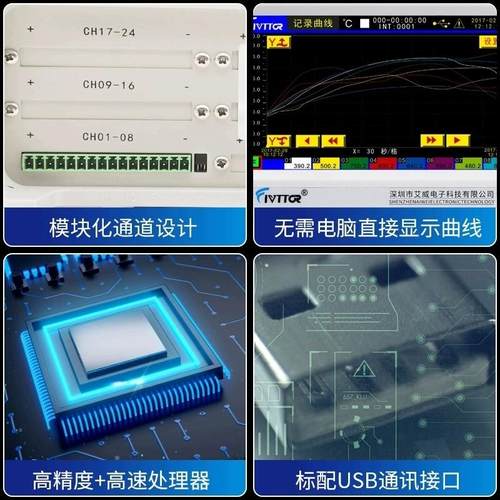 艾威多路温度测试仪测温记录巡检采集仪IT-7008多通道无纸记录仪