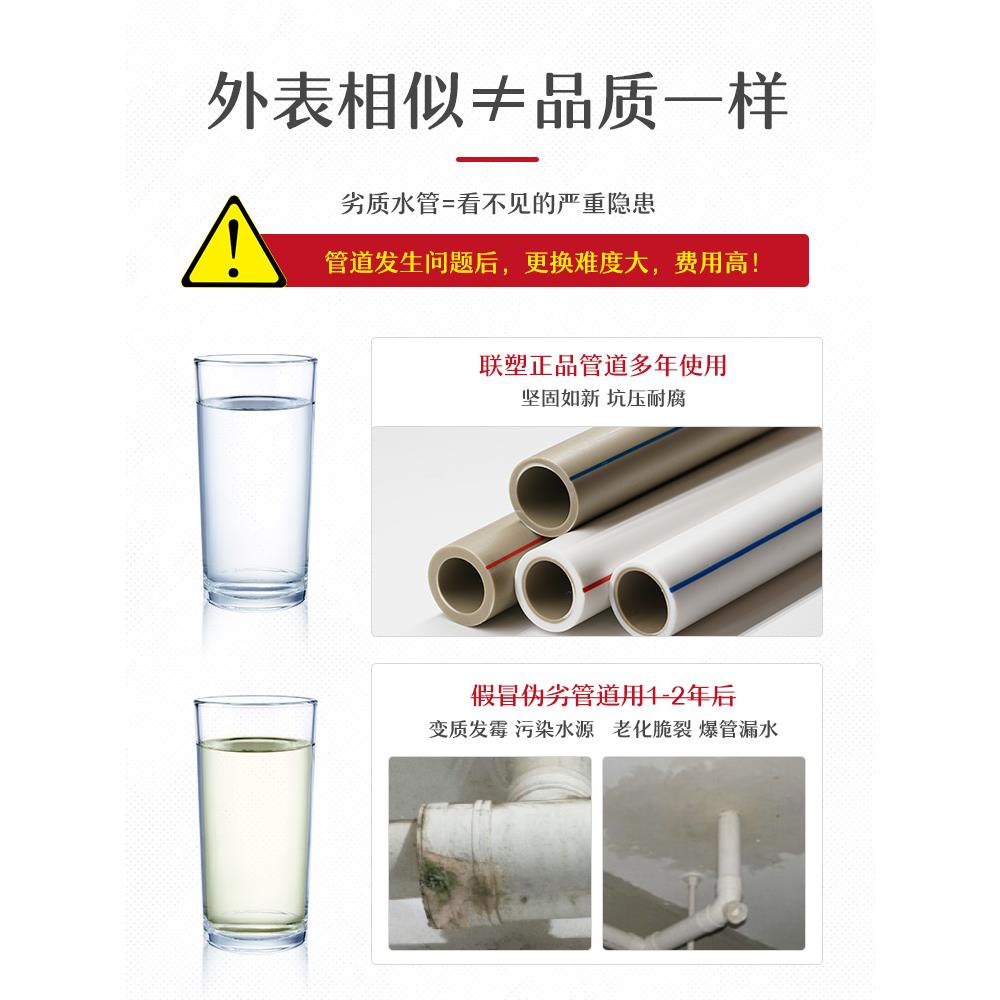 Lesso联塑ppr水管热熔配件自来水管25冷热水管4分20ppr水管暖气管
