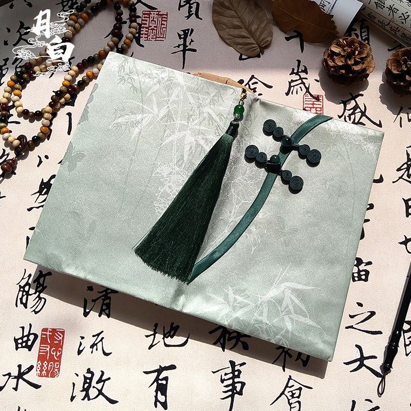 月白 竹影 国风布艺盘扣手账本手帐本书衣a5日记本笔记本书皮礼物